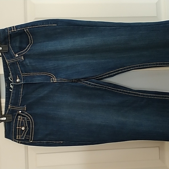 INC Denim Regular Boot Cut Blinged Crystal Pockets Dark Wash Jeans Sz 14 - Picture 6 of 13